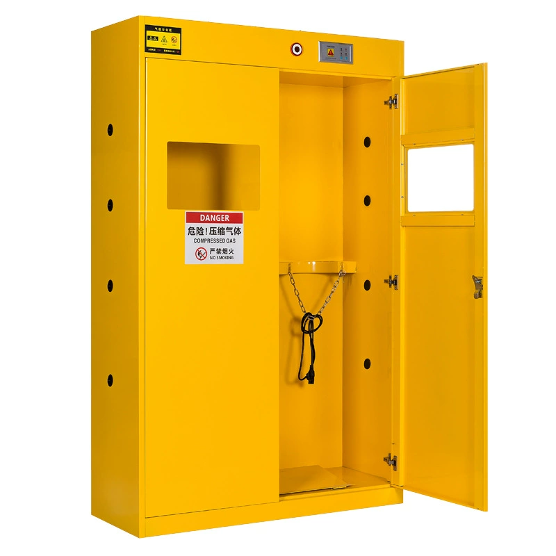 Шкаф для хранения газа, взрывозащищенный шкаф для сжиженного газа, лабораторный одинарный, двойной, трехбутылочный, интеллектуальная сигнализация, стальной шкаф для газового баллона