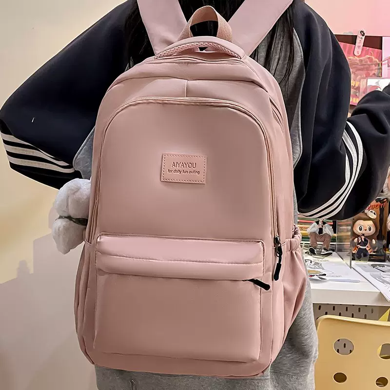 简约百搭双肩包ins校园风书包大容量高中学生包旅行包电脑背包