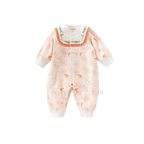 Baby girl sweet princess style jumpsuit autumn and winter pure cotton long-sleeved baby outdoor casual fashionable romper