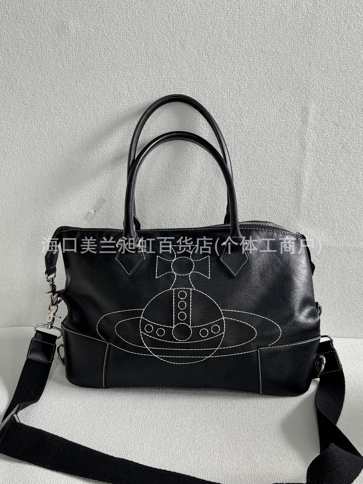 블랙 자수 토트