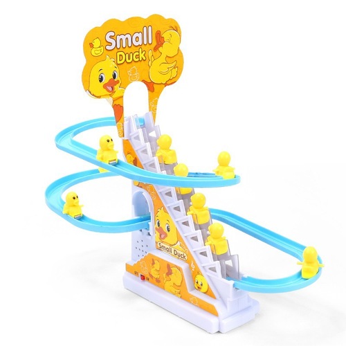 The same type of little duck automatic stair climbing children's electric track educational toy little yellow duck slide stall