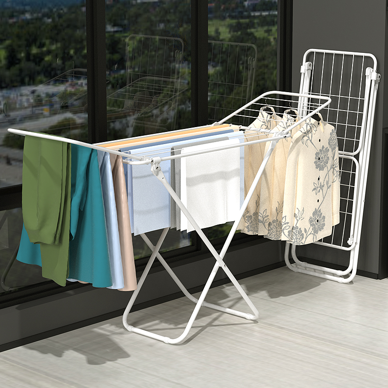 Balcón patio quilt rack gran ala percha de secado plegable para interior y exterior varilla de secado tipo suelo