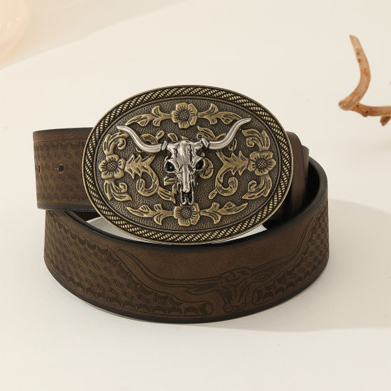 Belt Men's Western Denim casual pants with Denim versatile handsome trendy retro belt simple belt