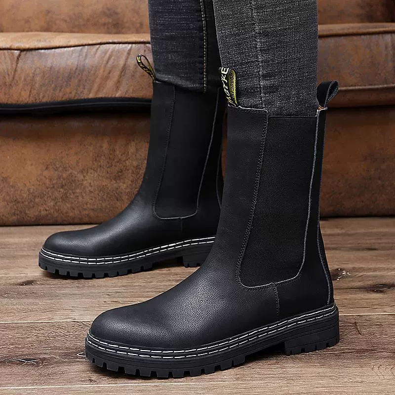 Высокие Chelsea‑ботинки (Martens), с флисовой подкладкой, чёрные, размеры 38–47