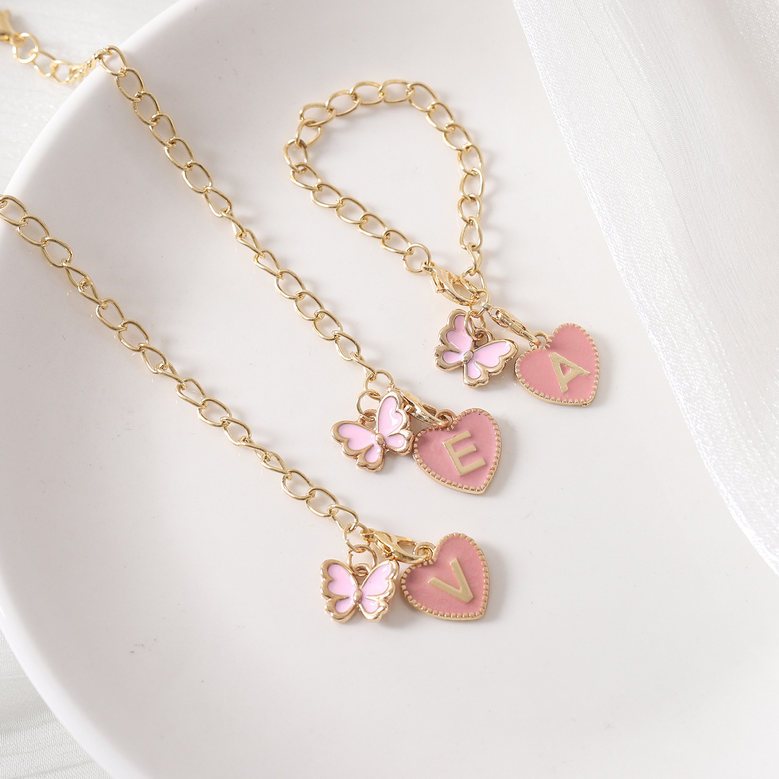 Enamel Design 1 Piece Sweet Letter Heart Shape Butterfly Alloy Enamel Pendant