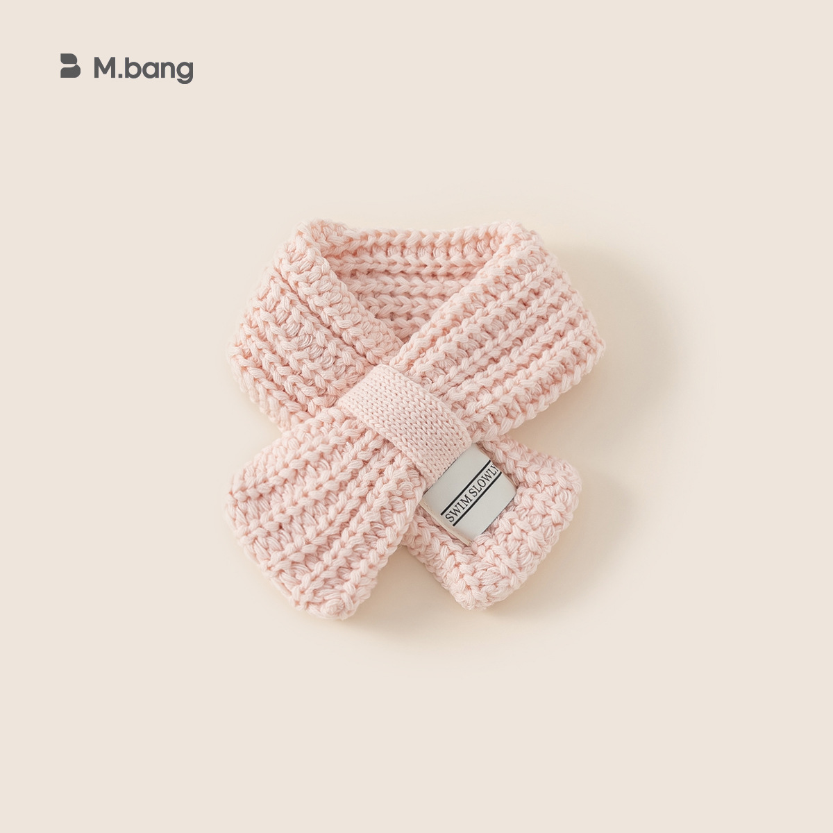 Bufandas para niños de invierno para niños de moda etiqueta de tela de color sólido calentamiento tejido lana cruzada collar