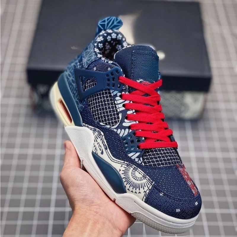 莆田工場 aj4 ピュアオリジナルバスケットボールシューズダークグリーンジョー 4 パープルデニム滑り止め耐摩耗性男性と女性のカジュアルランニングシューズ|undefined