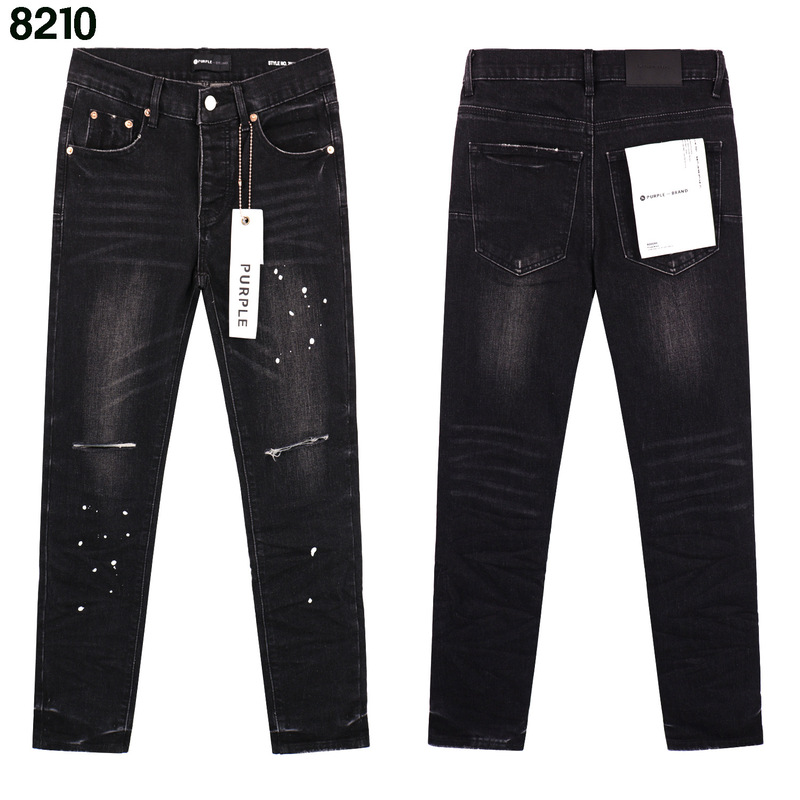 跨境欧美PurpleBrand牛仔裤jeans水洗做旧复古破洞泼墨潮流直筒|undefined