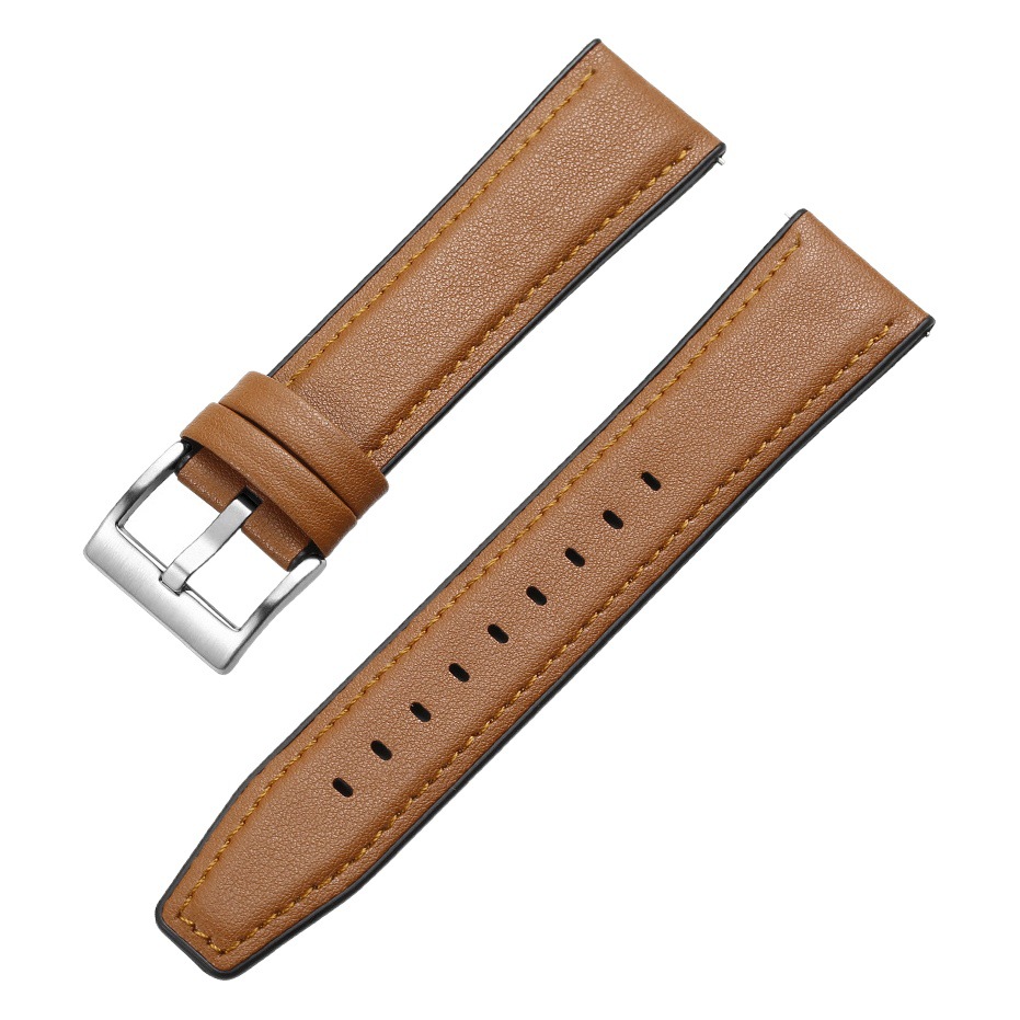 Adecuado para Huawei GT2 Samsung Galaxy suela de goma correa de reloj de cuero correa de muñeca de cuero de microfibra oreja de liberación rápida 20/22mm