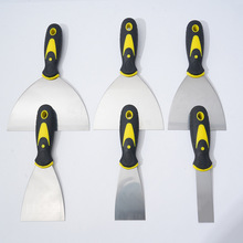 厂家批发塑料柄油灰刀腻子刀家用黄黑柄铲子不锈钢刮刀常见款