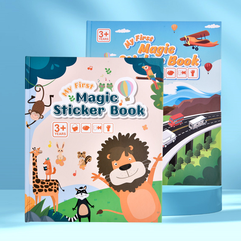 Diversión para niños jalea mágica pegatina libro rompecabezas bebé educación temprana repetidamente pegar pegatina de dibujos animados juguete