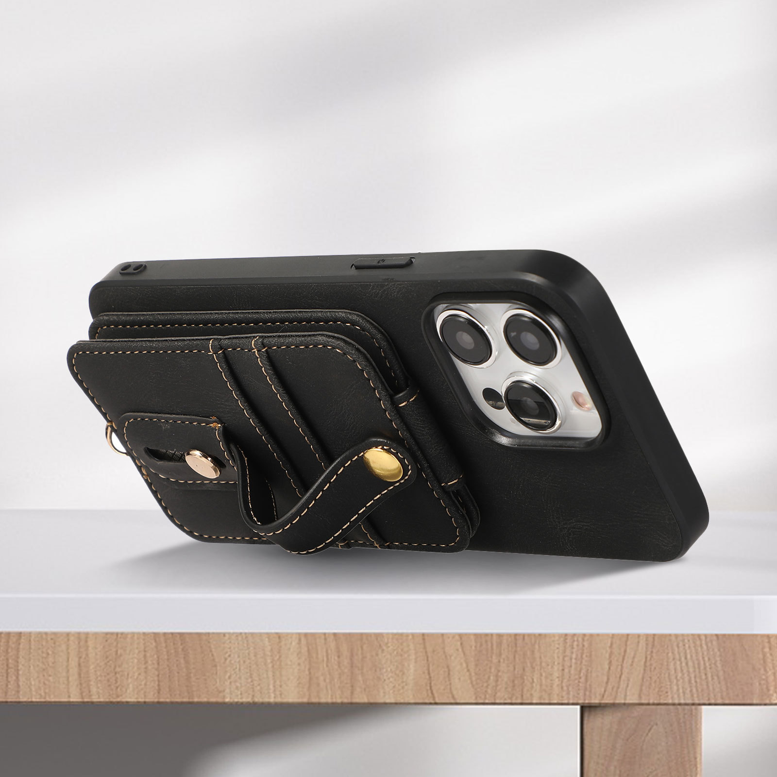 Adequado para iPhone 15 Pro anti-roubo escova para cima e para baixo bolsa de abertura, Samsung S23U padrão carteira de inserção de cartão, pulso_voghion.com