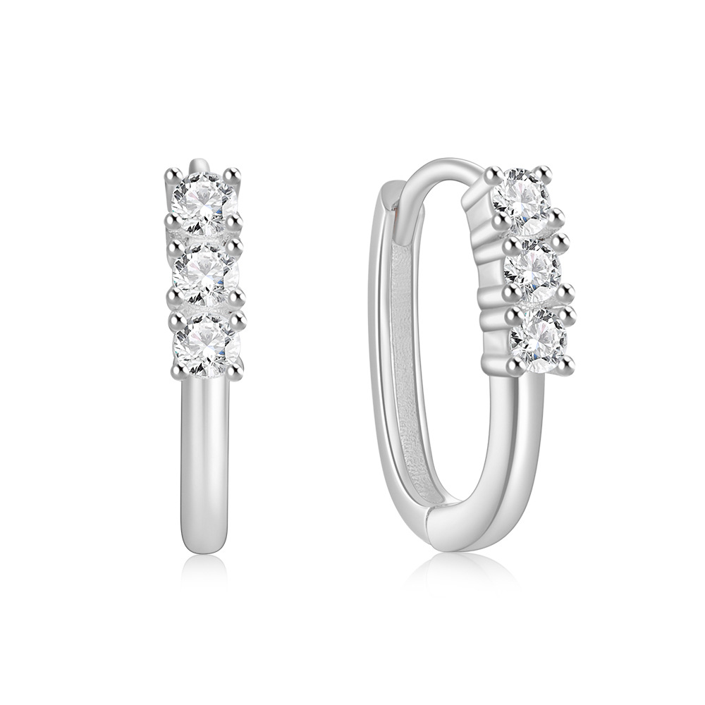 Printing Pattern Women'S Gender 1 Pair 925 Sterling Silver Zircon Printing Earrings