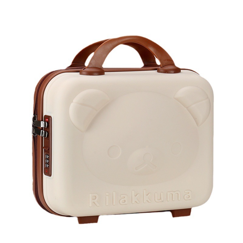 Bear cosmetic case with Gift Box Portable Mini 14-inch suitcase female hanging luggage 3D cartoon student