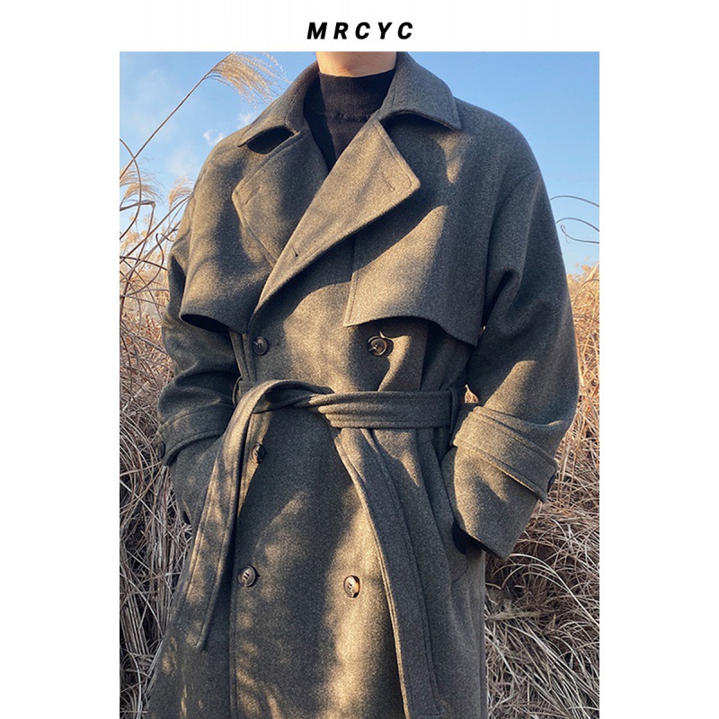 MYQ abrigo de lana de invierno de los hombres de longitud media engrosada abrigo de lana estilo coreano de moda de alta calidad cazadora suelta