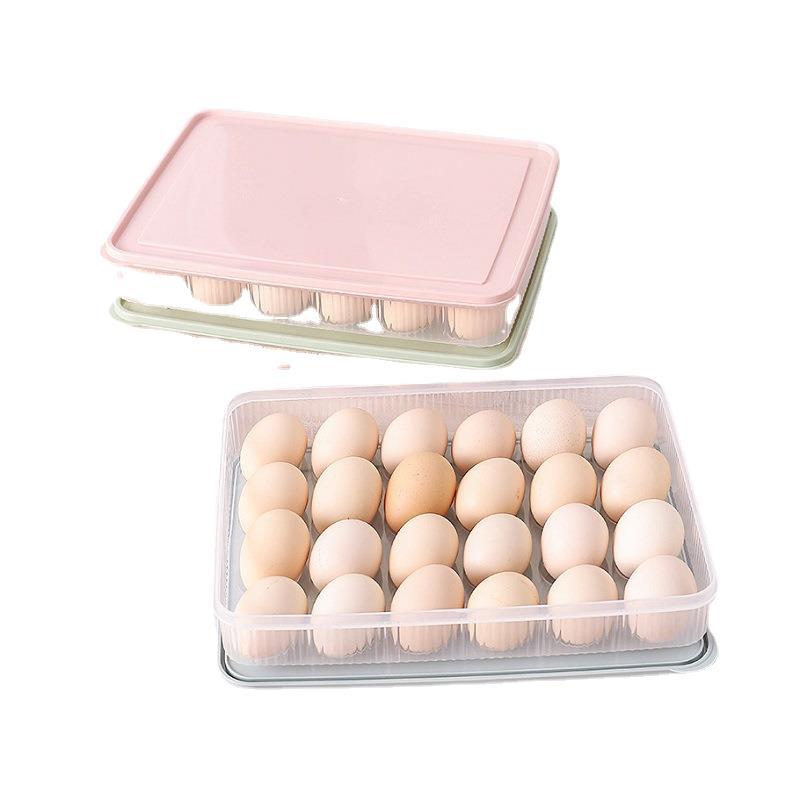 Refrigerador huevo almacenamiento crisper 24 rejilla bandeja de huevos al por mayor cocina a prueba de polvo caja de almacenamiento de alimentos con tapa