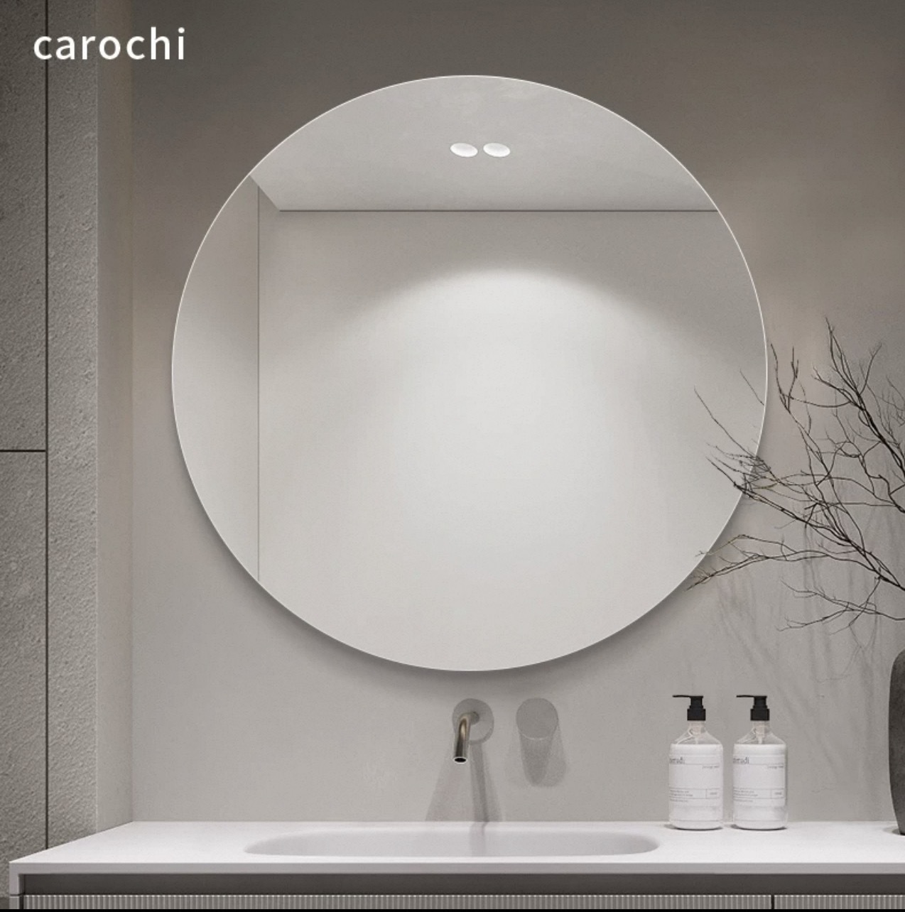 Espejo de baño inteligente redondo retroiluminación antiniebla pantalla táctil colgada en la pared inodoro lavabo espejo de maquillaje transfronterizo