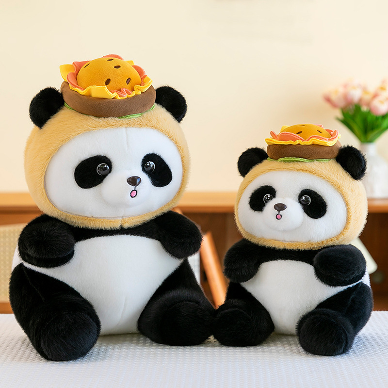 Cross-border New Online Popular Creative Hamburg Panda Doll Simulation Panda Doll Plush Toy Zoo Souvenir