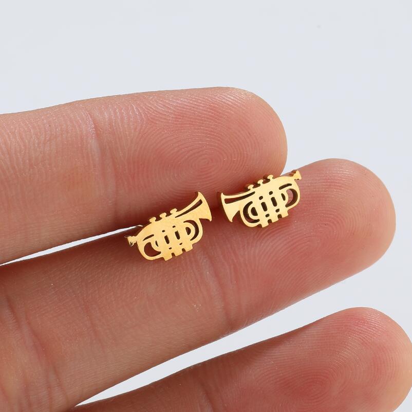 Musical Instrument Pattern Women'S Gender Fashion Style PVD Coated 18K Gold Real Gold Plated Musical Instrument 304 Stainless Steel Fashion Waterproof Non Tarnish Ear Studs