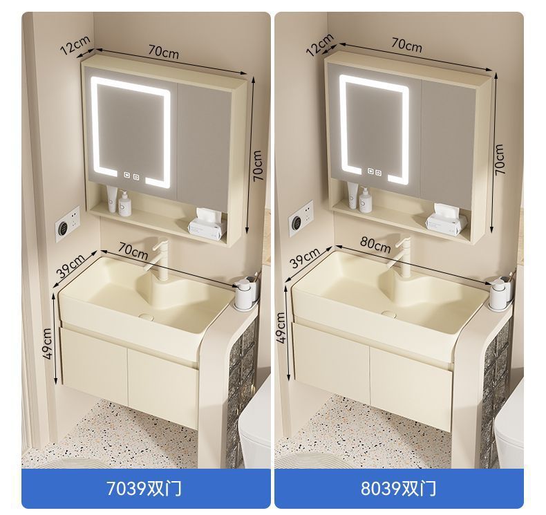 Bathroom cabinet, washbasin, small-sized washbasin, bathroom washbasin, pool, cream style, multi-layer simple solid wood undefined