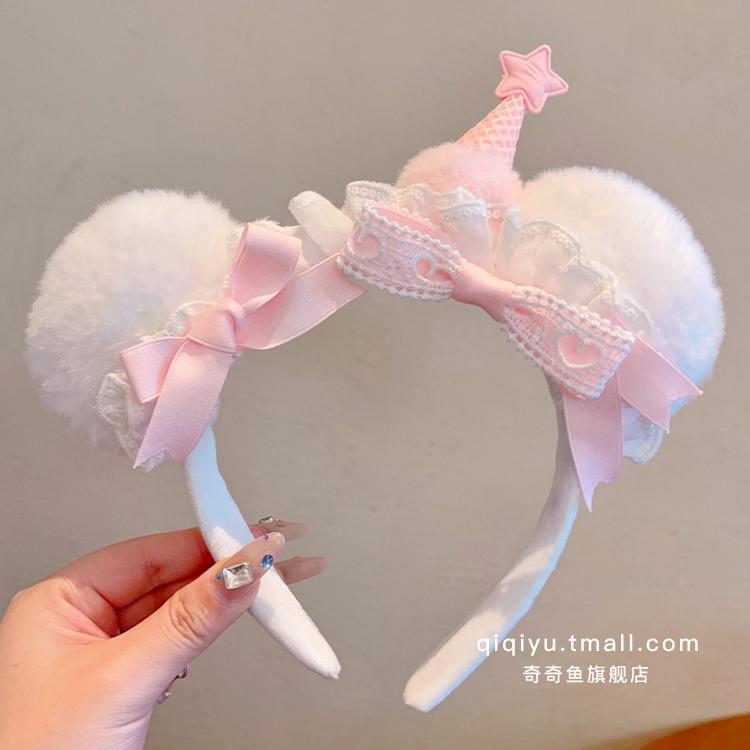 洗脸化妆毛绒头箍发箍卡通可爱猫咪KT小熊耳朵豹纹女卡通发饰摆摊|undefined