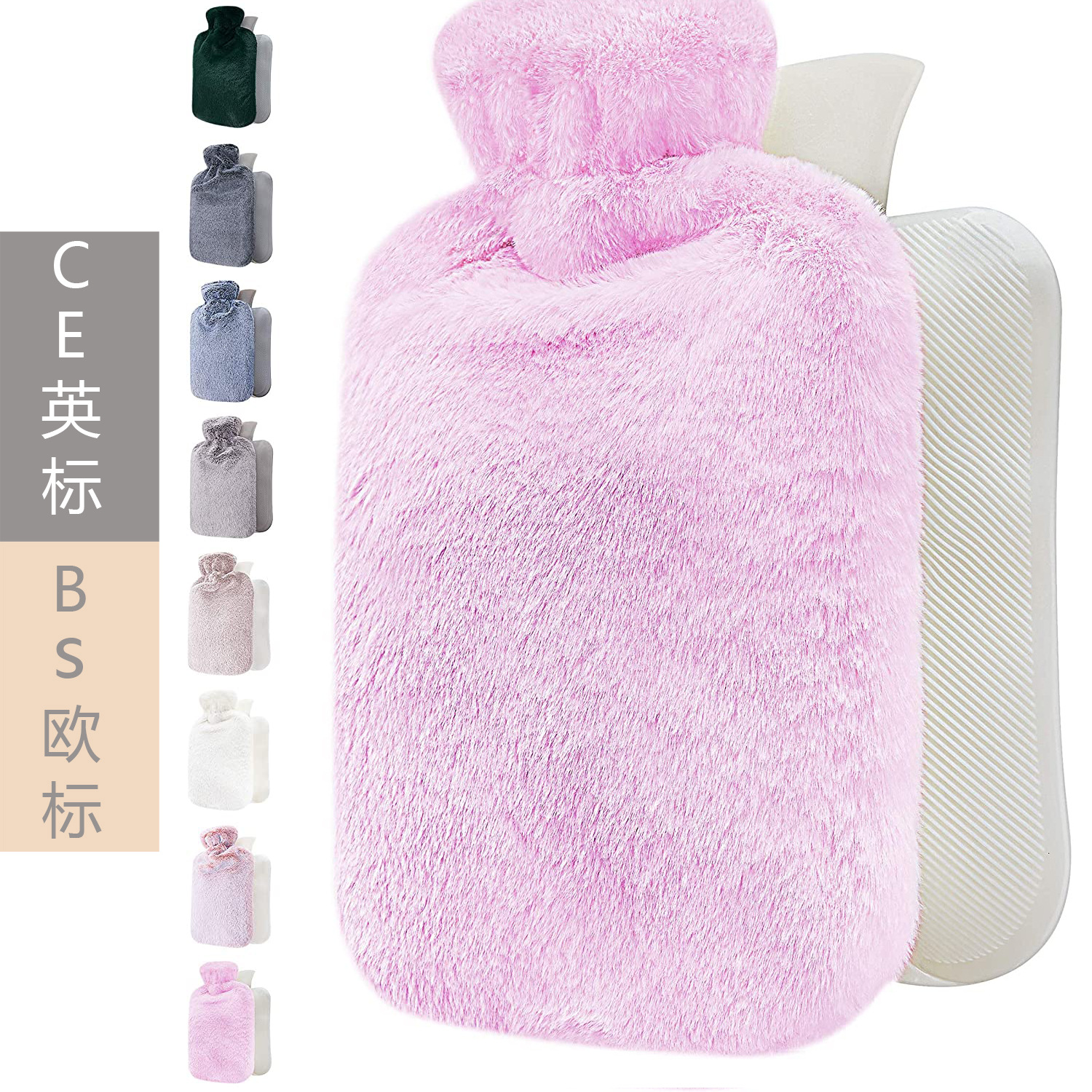 Spot water filling hot water bag rubber plush hand warmer hot water bottle hand warmer baby BS European standard certification