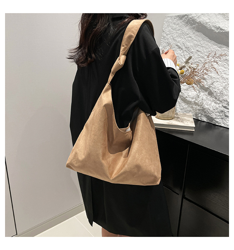 Cross-border suede large bag for women 2024 New style fashionable retro frosted tote bag for autumn and winter work and commuting bucket bag undefined