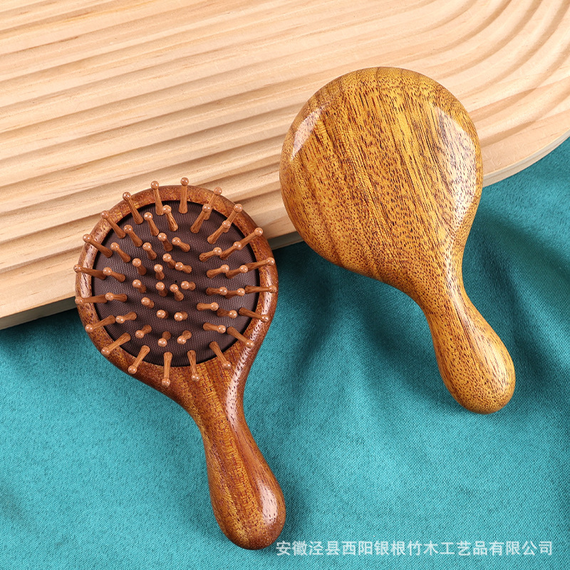 天然黑金檀木梳子原木刻印口袋梳女生家用顺发礼品工艺品国风木梳|undefined