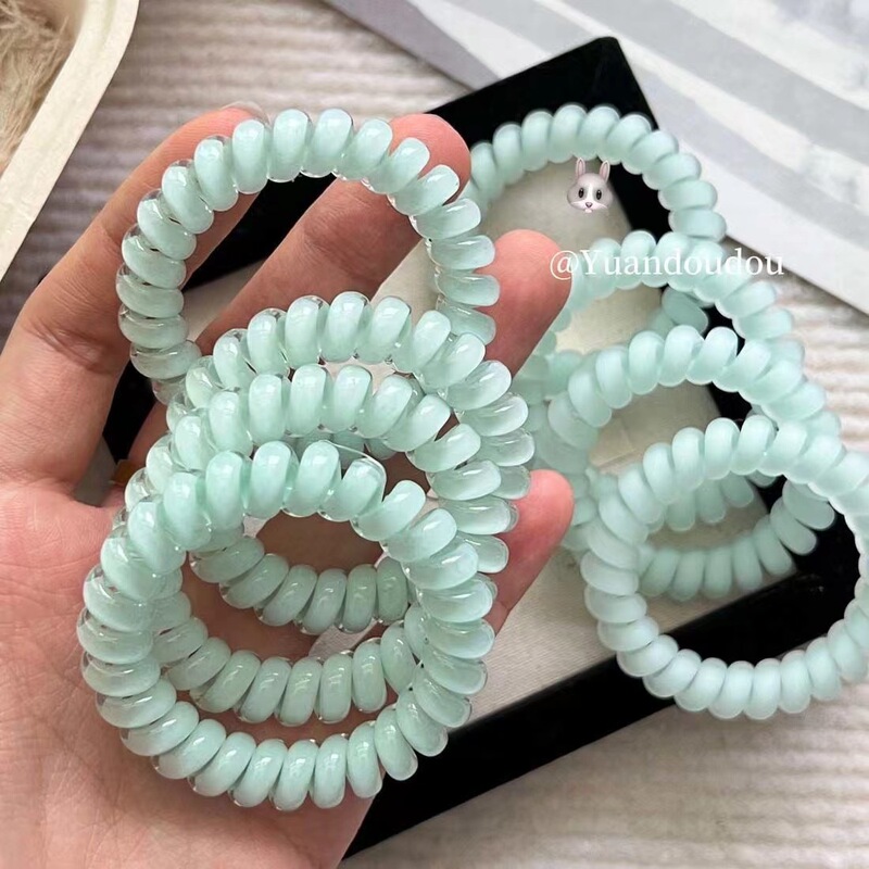 Mint Mambo Telephone Line Frosted Hair Ring High Elastic Telephone Line Sweet Traceless Hair Rope Durable Rubber Tendon Head Rope