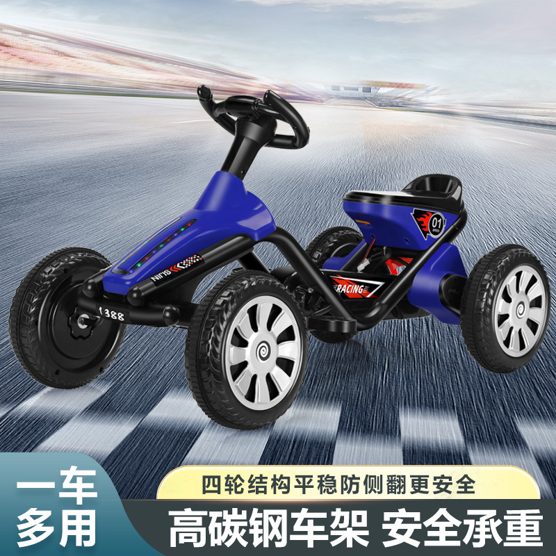 Children's Toy Electric Go-Kart, Unisex Ride-On Bicycle with Music and Lights, Can Be Used for Exercise and Fitness, Four-Wheeled Vehicle