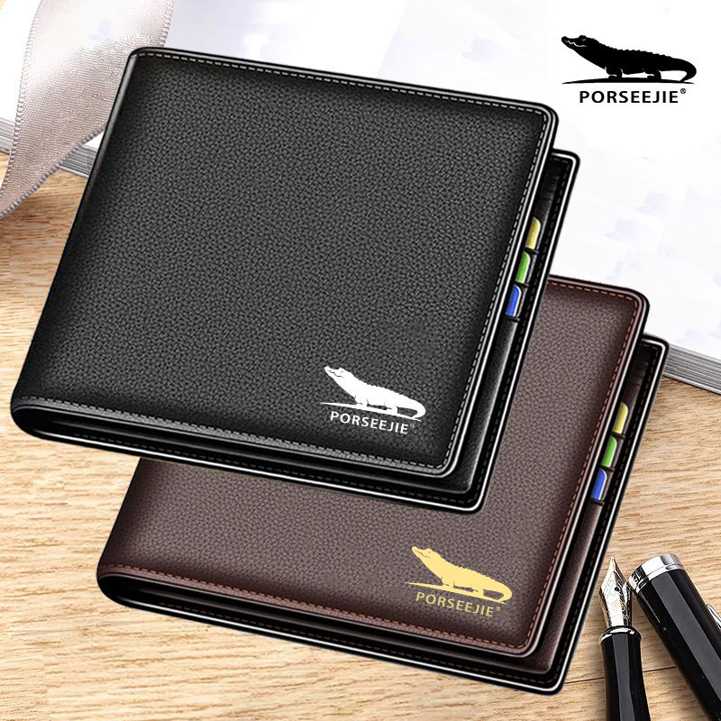Cartera con estampado de cocodrilo Cartera para hombre Nuevo clip de dinero duradero Estilo corto Moda negocios Cartera de múltiples tarjetas Clásico