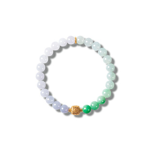 in stock Natural Myanmar A Jade Bracelet Women's S925 Silver Plated 18K Gold 8mm Round Bead Bracelet Source Factory
