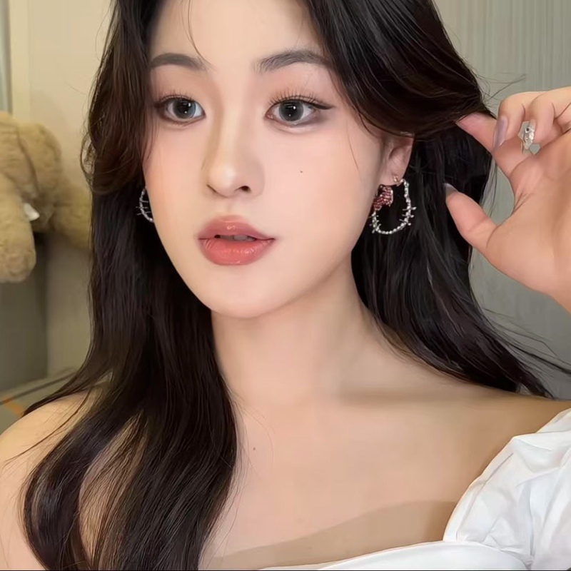 妙龄少女~超闪粉色满钻镂空kt耳圈女甜美气质独特设计耳环耳饰品|undefined