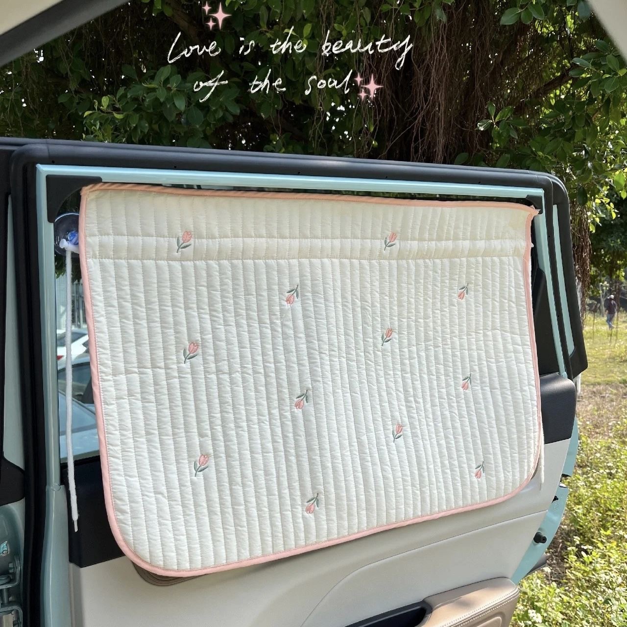 Cartoon Car Sunshade Curtain, Cute Embroidered Car Sunshade, Sun Protection & Heat Insulation, Retractable Car Sunshade