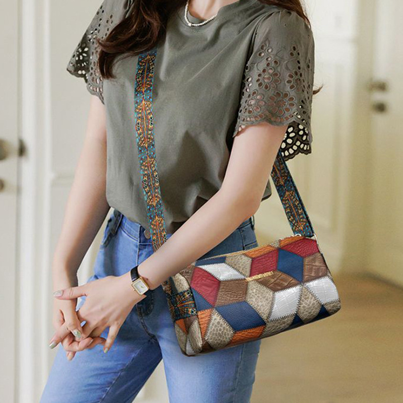 Bolsa de ombro feminina com costura em losango cor sólida_voghion.com