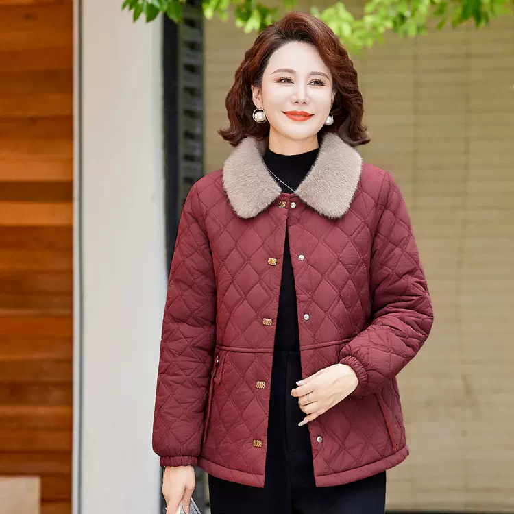 2025新款超轻加厚冬装女装妈妈棉衣短款中老年棉袄女外套冬季棉服