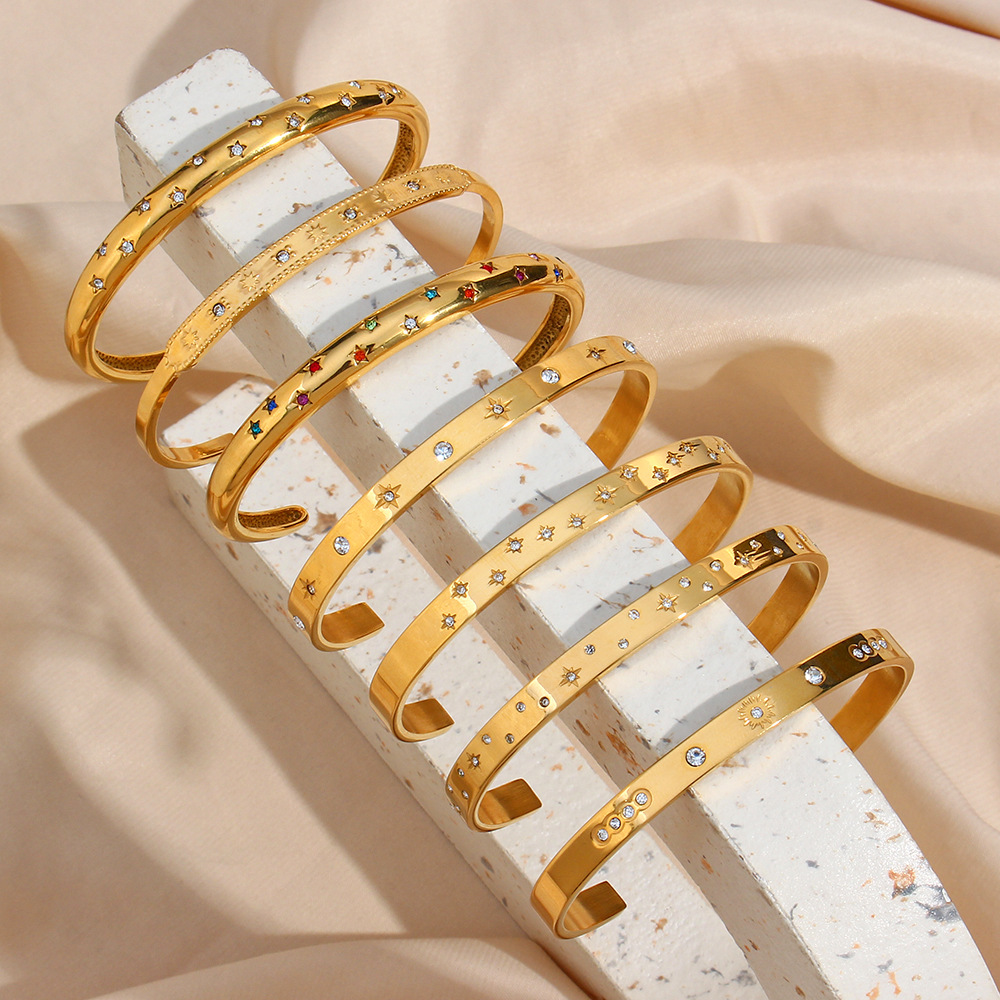 open bangle, gold plated bracelet