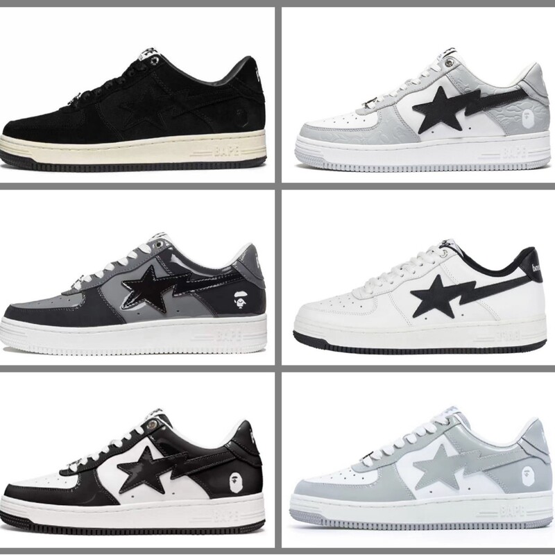 Putian Bapestask8Dunk Sneakers Black and White Multi-Color Patent Leather Couple Retro Vibe Style Low-Top Casual Shoes