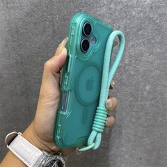加厚三合一防摔适用苹果16手机壳iPhone15promax磁吸简约带挂绳新