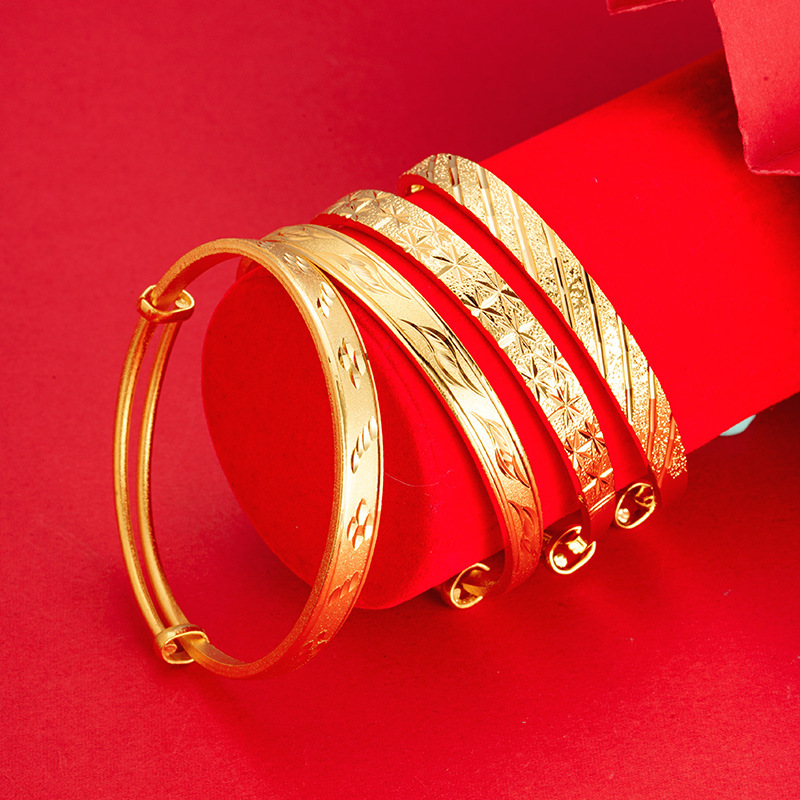 Nuevo Vietnam oro Push-Pull pulsera cielo estrellado lluvia de meteoros pulsera plana hojas rombo variedad joyería antiguo patrimonio