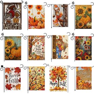 Cross-Border Thanksgiving Garden Flag New Autumn Courtyard Decoration Flag Pumpkin Maple Leaf Printed Linen Double-Sided Flag
