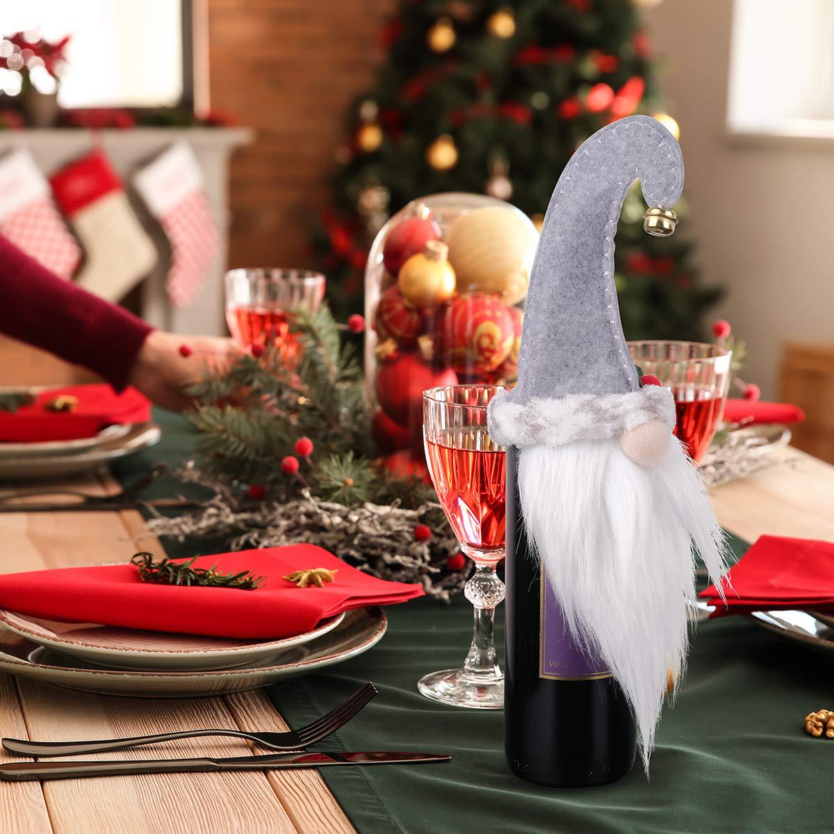 Decoración navideña caliente transfronteriza europea y americana Wind Bell sin rostro ancianos barba larga tapa de la botella de vino cubierta de la botella de vino decoración de vacaciones