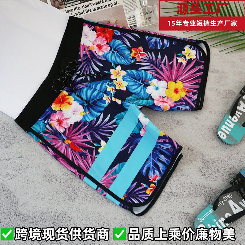 Fitness and Bodybuilding Quick-Dry Surf Shorts 2025 Summer New Cross-Border Casual Sports Double-Bar Beach Shorts for Men Trendy