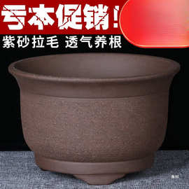 宜兴特大紫砂花盆绿萝盆景多肉种菜兰花盆圆口陶瓷盆