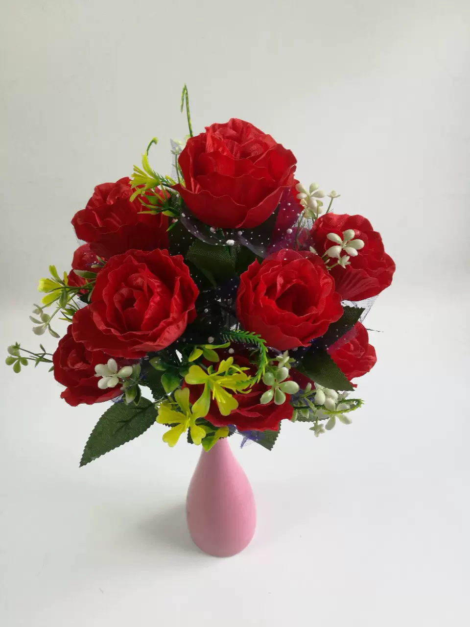 12头玫瑰花绢花把花手捧花装饰花