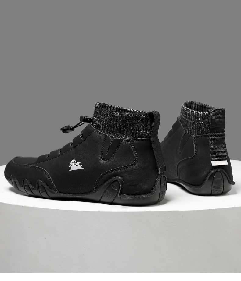 Bốt Martin cổ cao LDECK cổ vừa, thun co giãn, đế bằng, form unisex — C8007 kaki, C8007 màu xám, C8007 màu đen, C8007 đen M (kiểu lót nhung) chi tiết 35