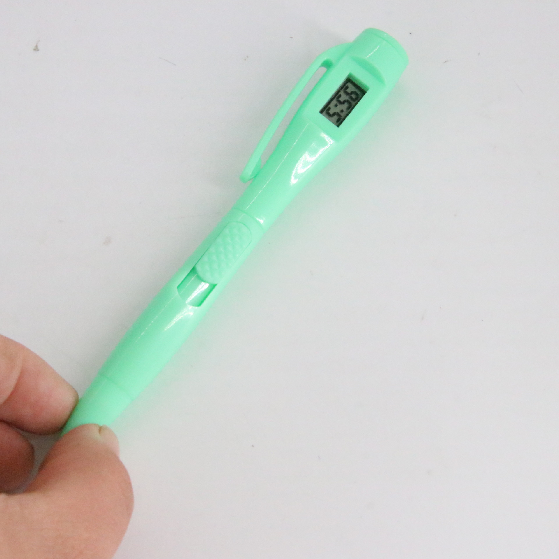 Bolígrafo de reloj electrónico en stock accesorios logotipo imprimible papelería pluma de regalo