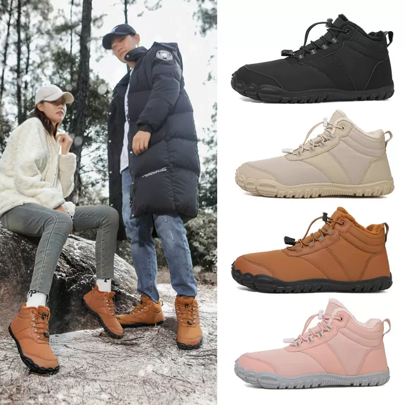 新款跨境五指男士雪地靴赤足加绒加厚登山鞋女士防水防滑保暖棉鞋