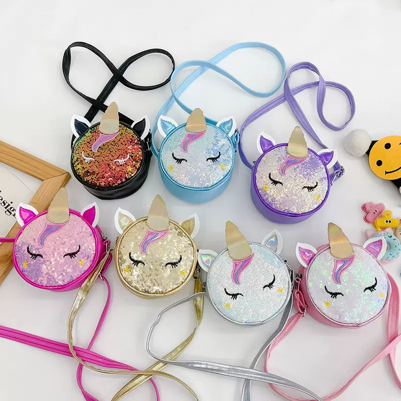 独角兽儿童包包斜挎包亮片女童可爱卡通时尚公主包小书包单肩包