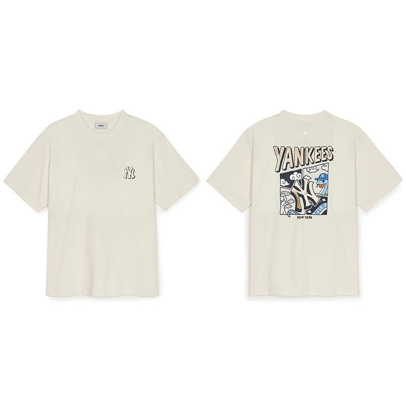 韓国新作MLBバックロゴ大プリントNY半袖Tシャツ男女兼用刺繍カジュアル半袖|undefined